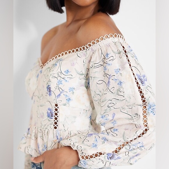 Express Floral Off The Shoulder Corset Peplum Top, XS NWT - Picture 3 of 11